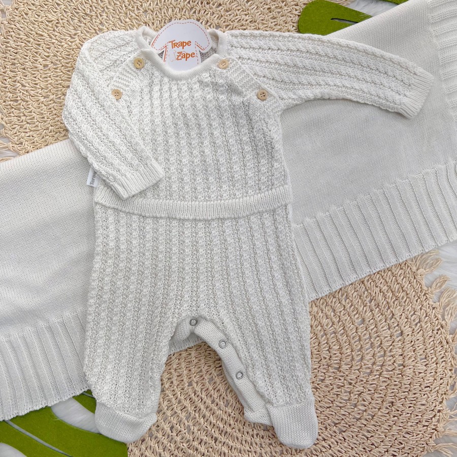 Saída de Maternidade Fofinho - Tranças com Botões - Off White